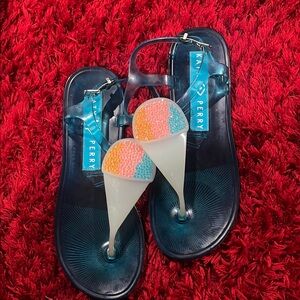 Katy Perry Blue Sandals with Colorful Accents
